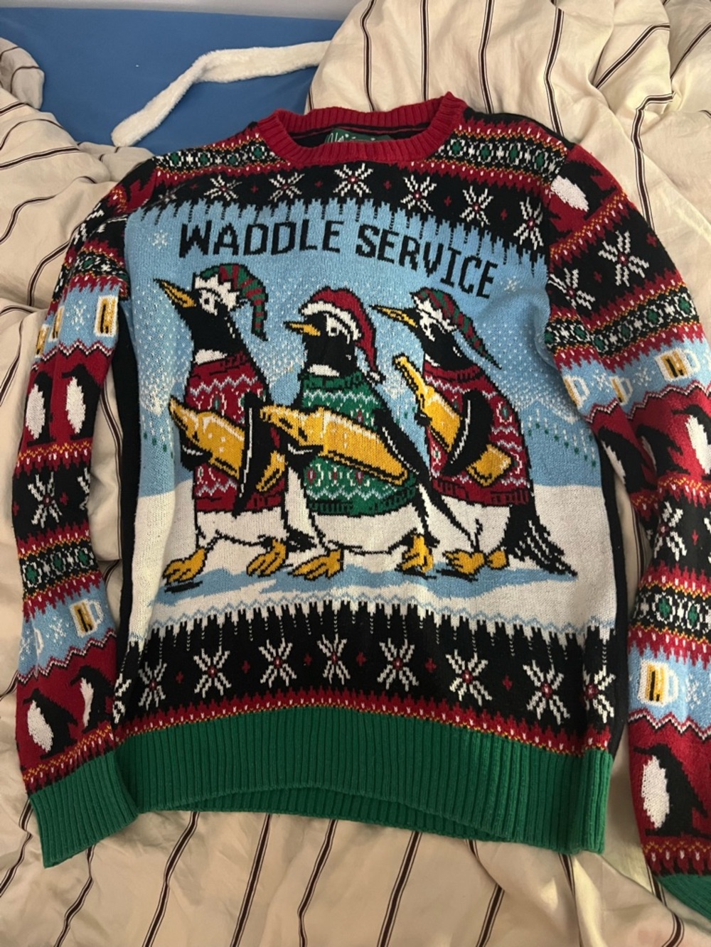 Waddle Service Penguin Ugly Christmas Sweater